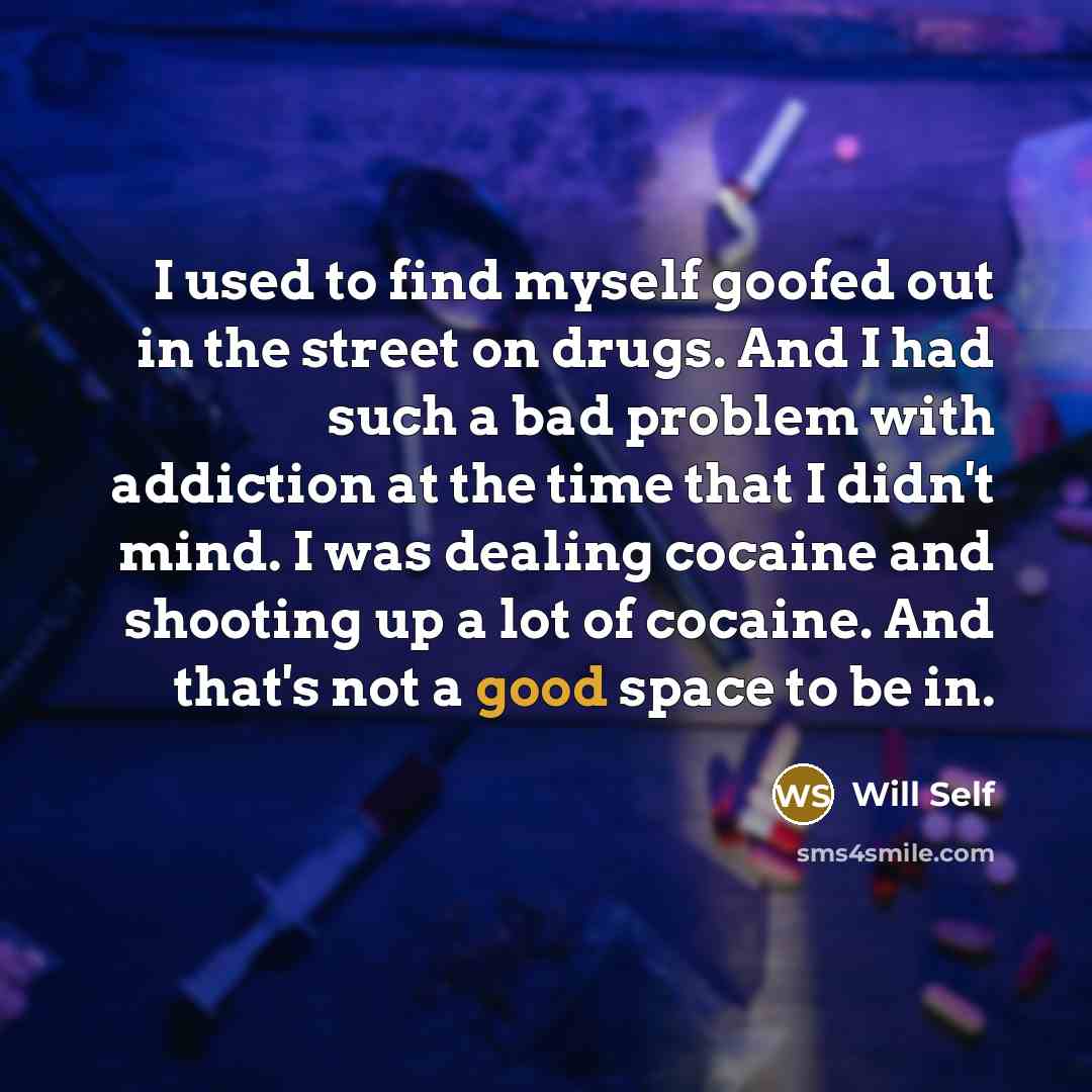 “I used to find myself goofed out in the street…” quote by Will Self