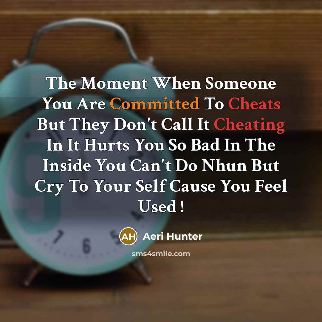 “The Moment When Someone You Are Committed To Cheats But They Don't Call It Cheating In It Hurts You So Bad In The Inside You Can't Do Nhun But Cry To Your Self Cause You Feel Used !” quote by Aeri Hunter