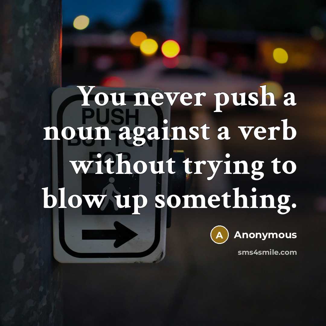 “You never push a noun against a verb without trying…” quote by Anonymous