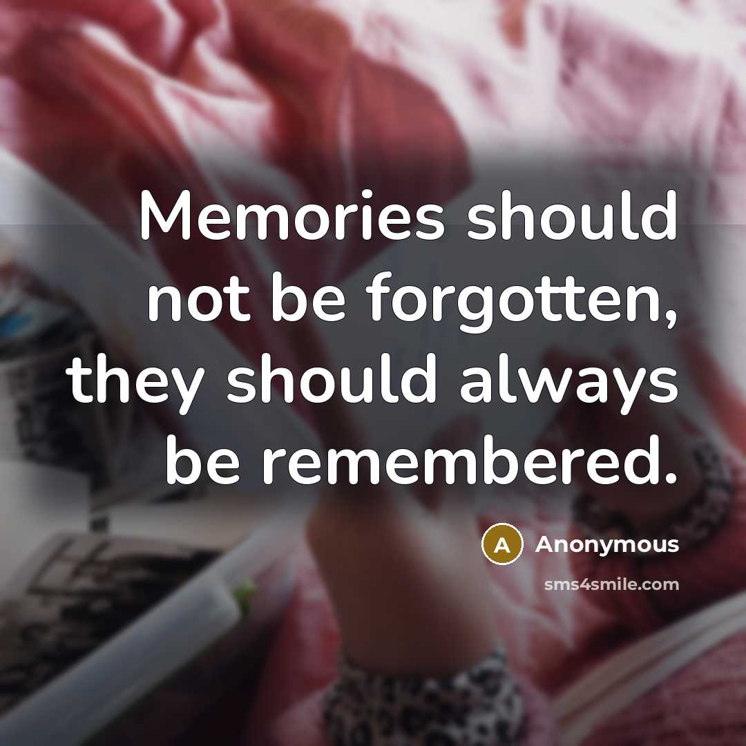 “Memories should not be forgotten, they should always be remembered.…” quote by Anonymous