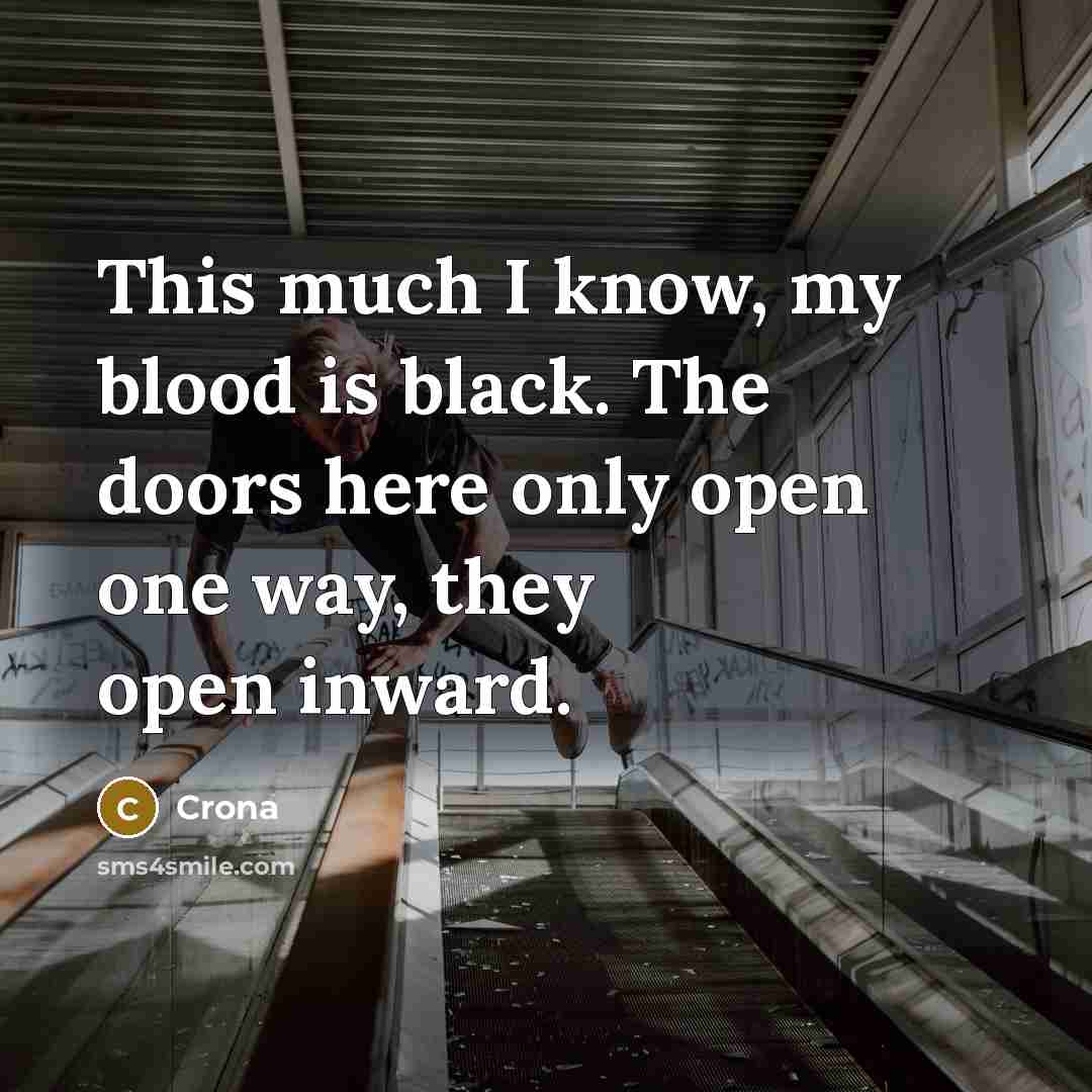 “This much I know, my blood is black. The doors here only open one way, they open inward.” quote by Crona