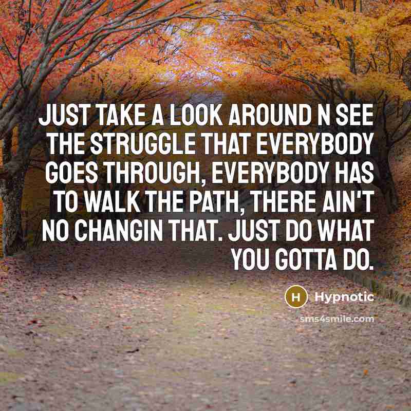 “Just take a look around n see the struggle that everybody goes through, everybody has to walk the path, there ain't no changin that. Just do what you gotta do.” quote by Hypnotic