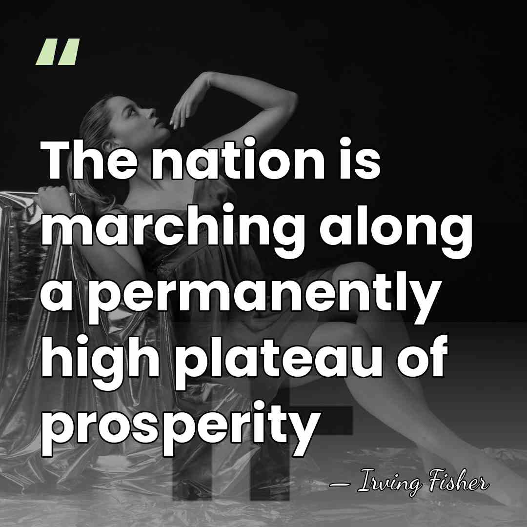 The nation is marching along a permanently high plateau of prosperity - Irving Fisher
