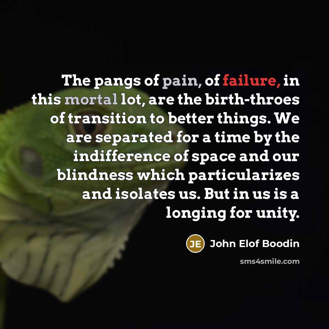 “The pangs of pain, of failure, in this mortal lot,…” quote by John Elof Boodin