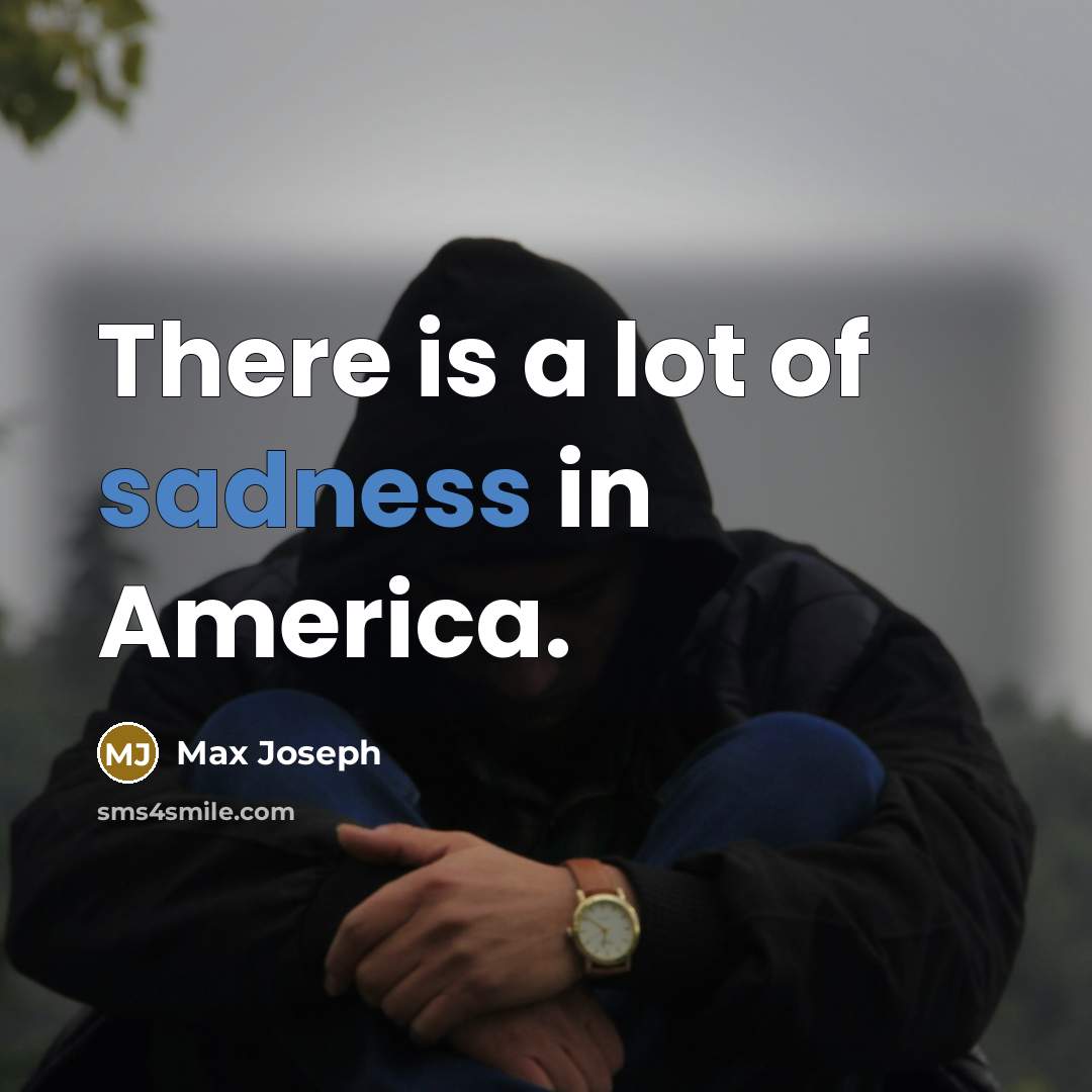 “There is a lot of sadness in America.…” quote by Max Joseph