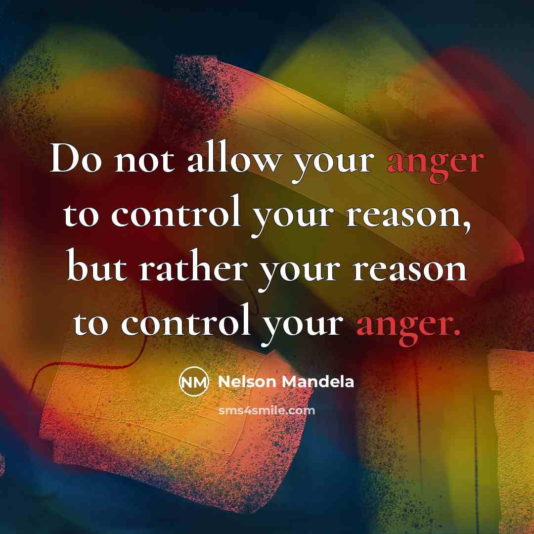 “Do not allow your anger to control your reason, but…” quote by Nelson Mandela