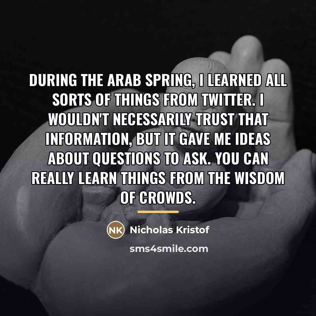 “During the Arab Spring, I learned all sorts of things…” quote by Nicholas Kristof