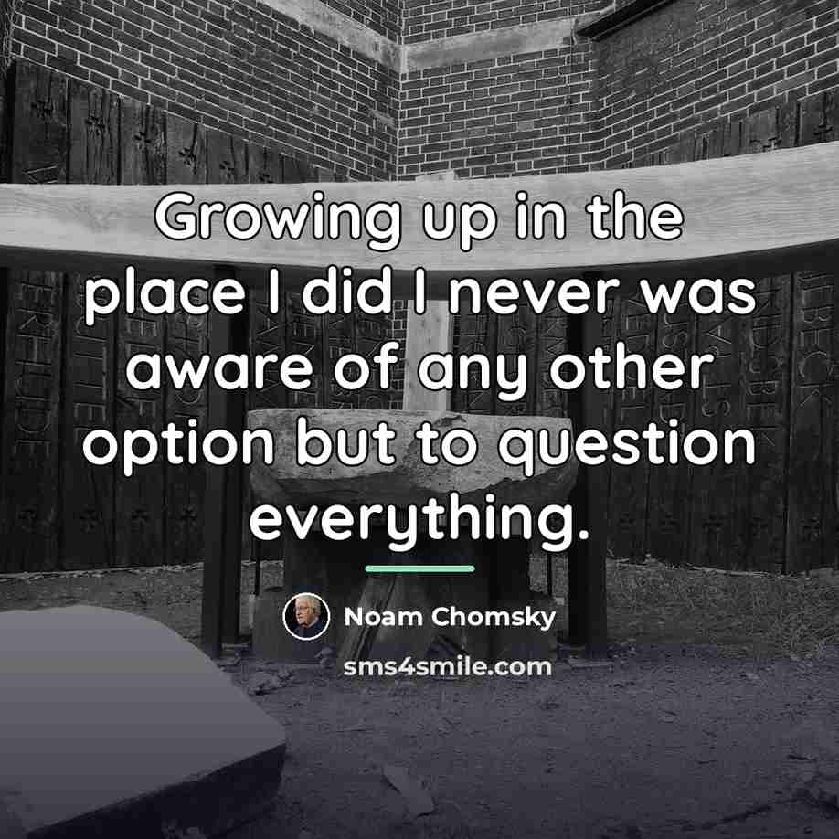 “Growing up in the place I did I never was…” quote by Noam Chomsky