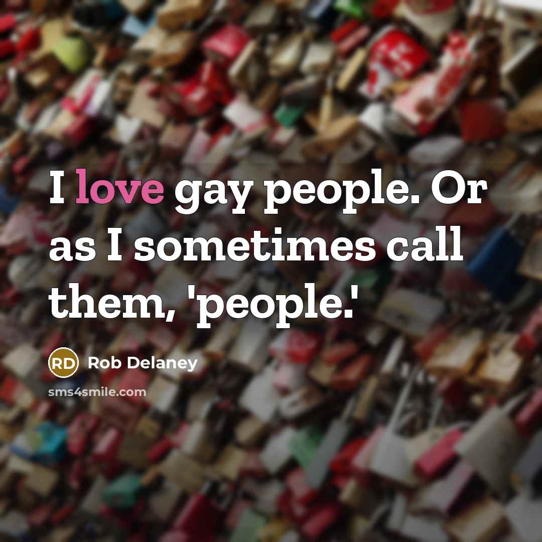 “I love gay people. Or as I sometimes call them,…” quote by Rob Delaney