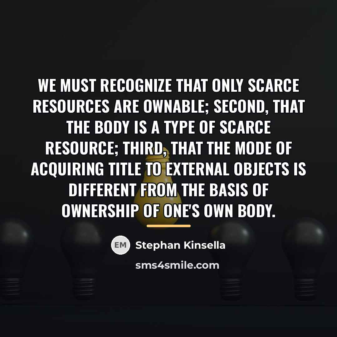 “We must recognize that only scarce resources are ownable; second,…” quote by Stephan Kinsella