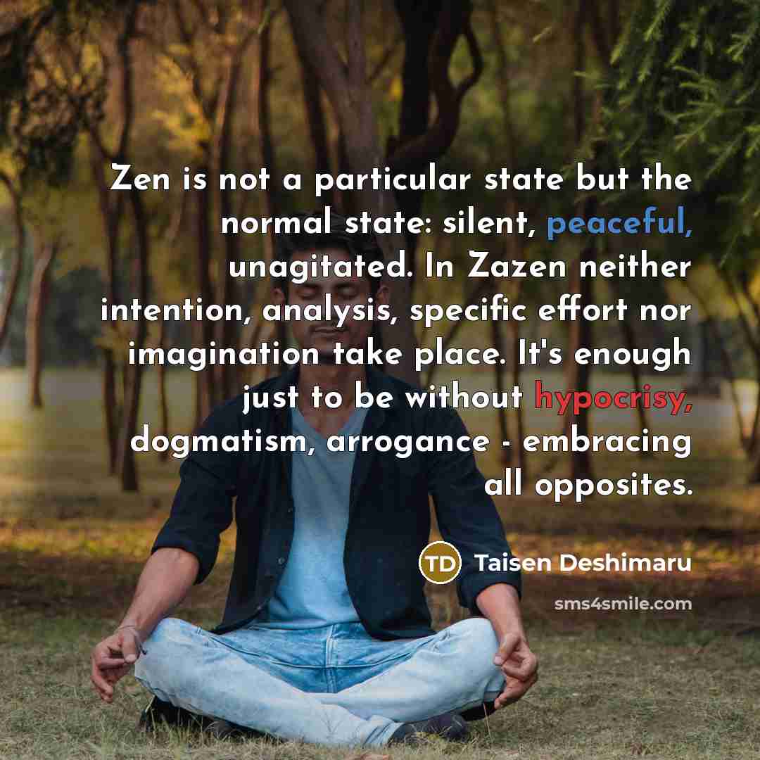 “Zen is not a particular state but the normal state:…” quote by Taisen Deshimaru