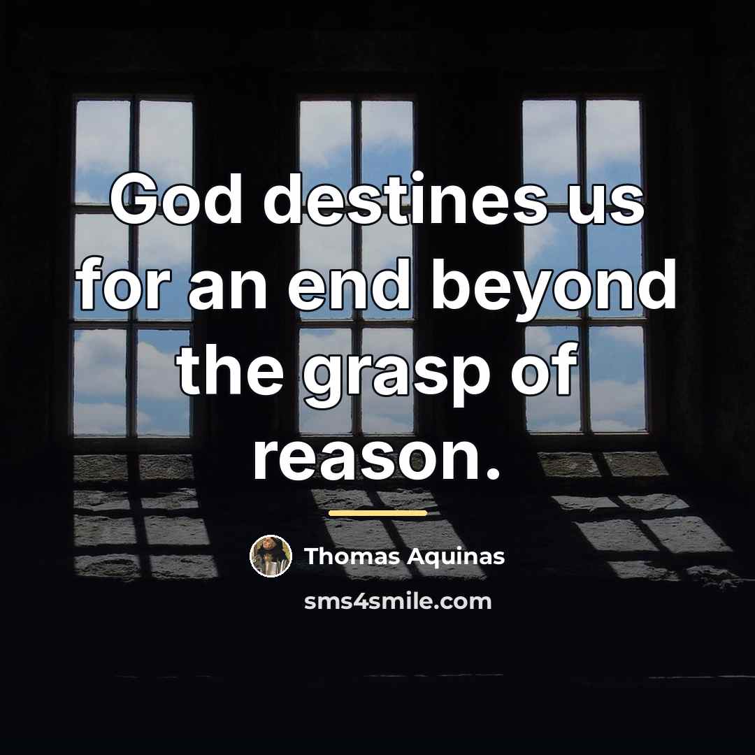 “God destines us for an end beyond the grasp of…” quote by Thomas Aquinas