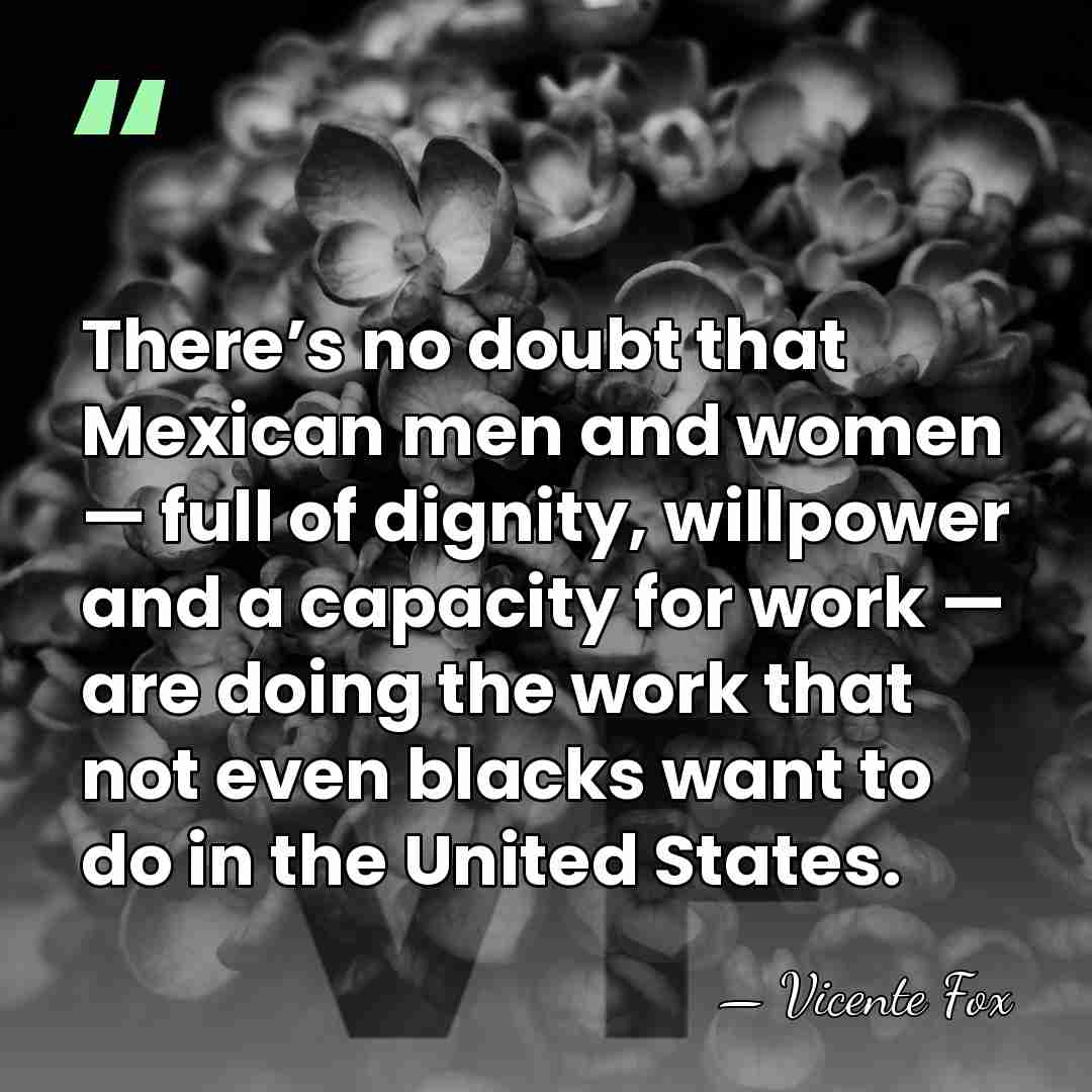 There’s no doubt that Mexican men and women — full of dignity,&hellip; - Vicente Fox