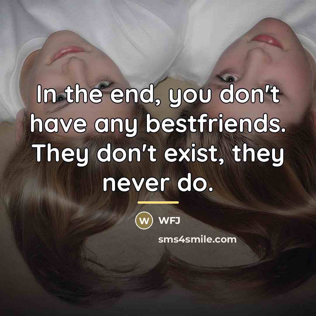 “In the end, you don't have any bestfriends. They don't…” quote by Wfj