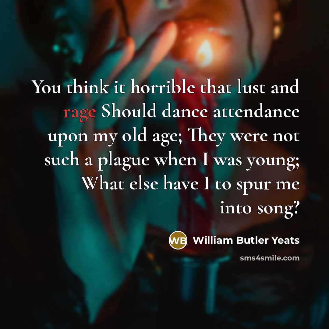 “You think it horrible that lust and rage Should dance…” quote by William Butler Yeats
