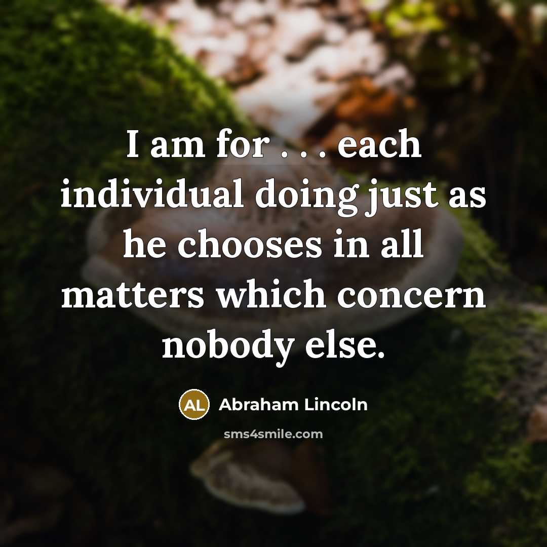 “I am for . . . each individual doing just…” quote by Abraham Lincoln