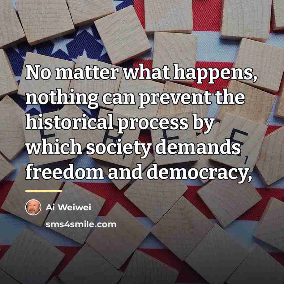 “No matter what happens, nothing can prevent the historical process…” quote by Ai Weiwei