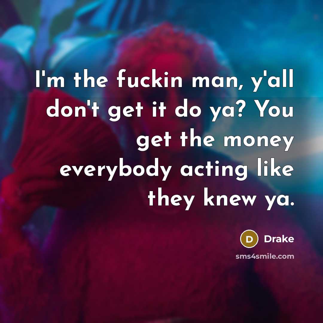 “I'm the fuckin man, y'all don't get it do ya?…” quote by Drake