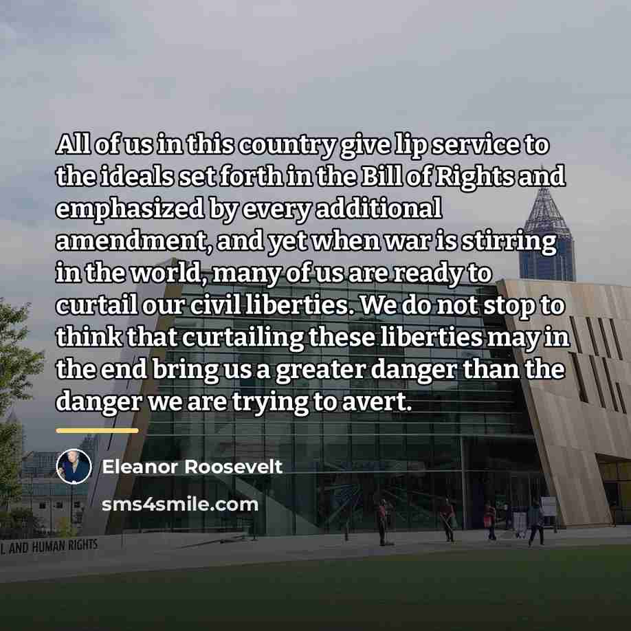“All of us in this country give lip service to…” quote by Eleanor Roosevelt