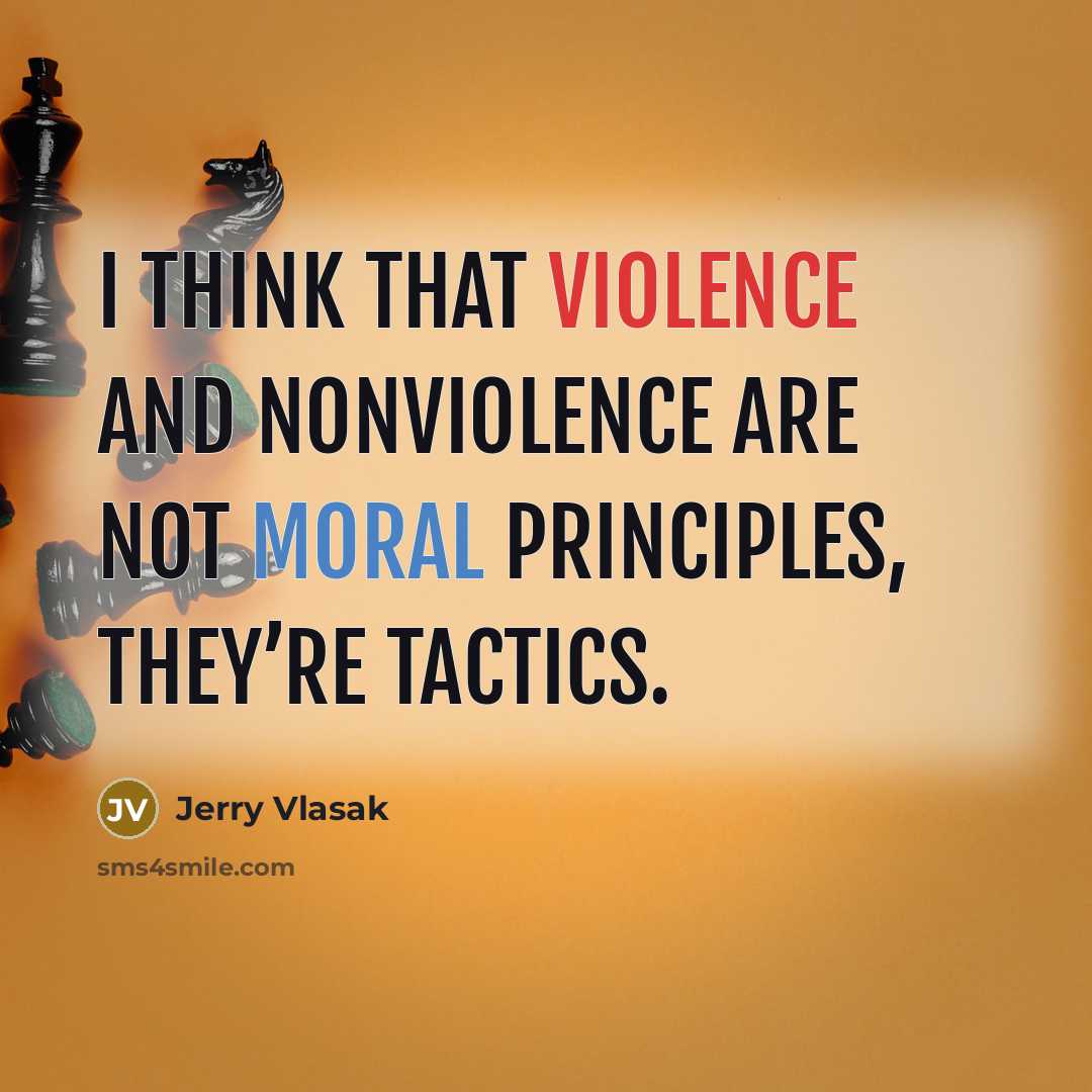 “I think that violence and nonviolence are not moral principles,…” quote by Jerry Vlasak