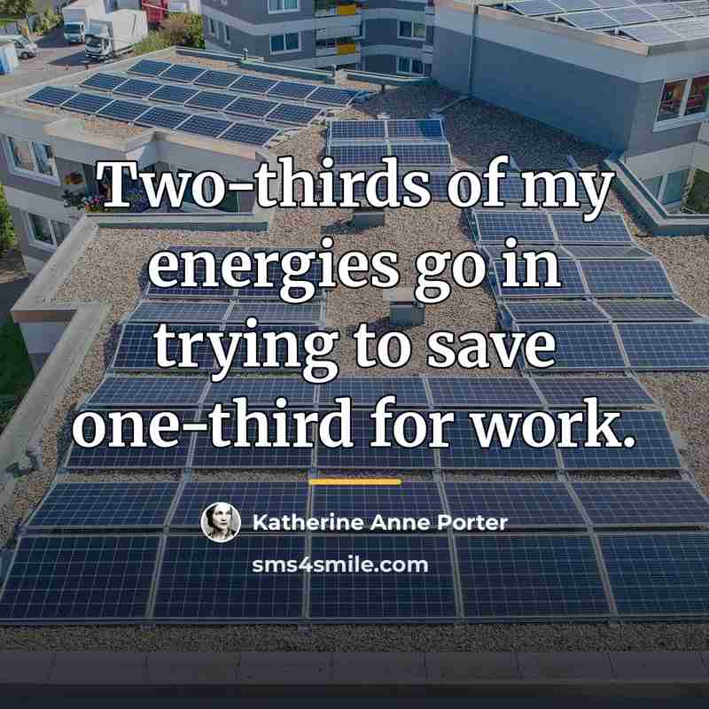 “Two-thirds of my energies go in trying to save one-third…” quote by Katherine Anne Porter