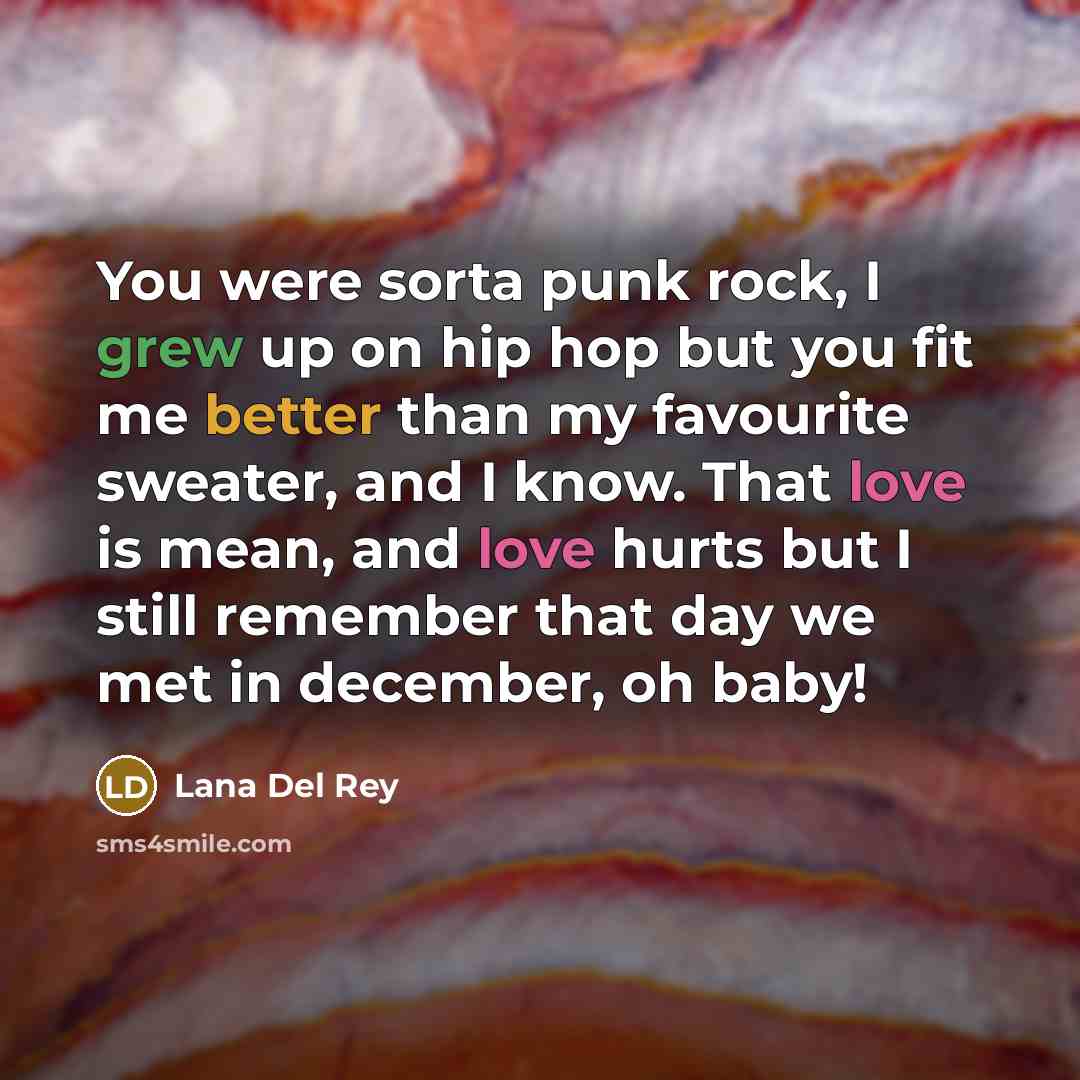 “You were sorta punk rock, I grew up on hip…” quote by Lana Del Rey