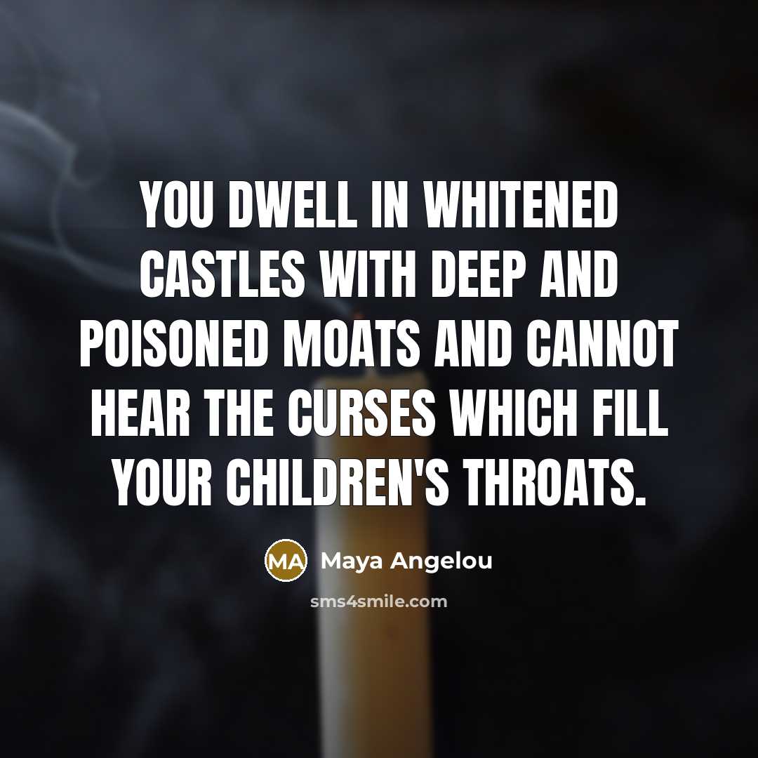 “You dwell in whitened castles with deep and poisoned moats…” quote by Maya Angelou