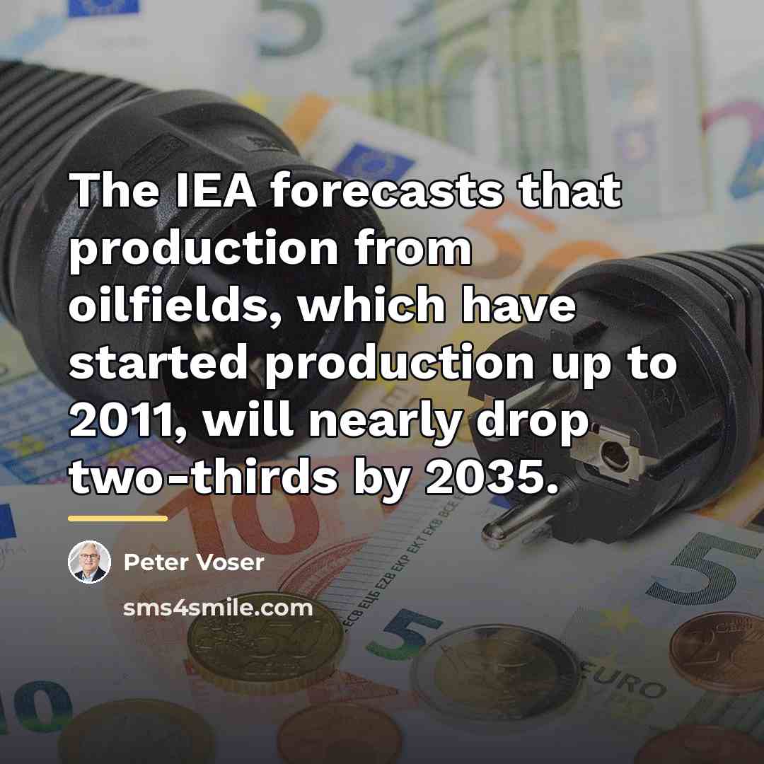 “The IEA forecasts that production from oilfields, which have started…” quote by Peter Voser