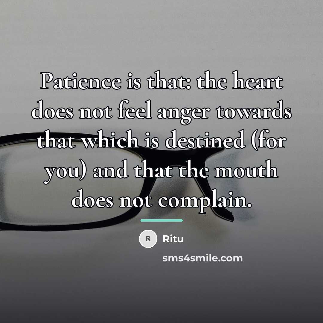 “Patience is that: the heart does not feel anger towards…” quote by Ritu