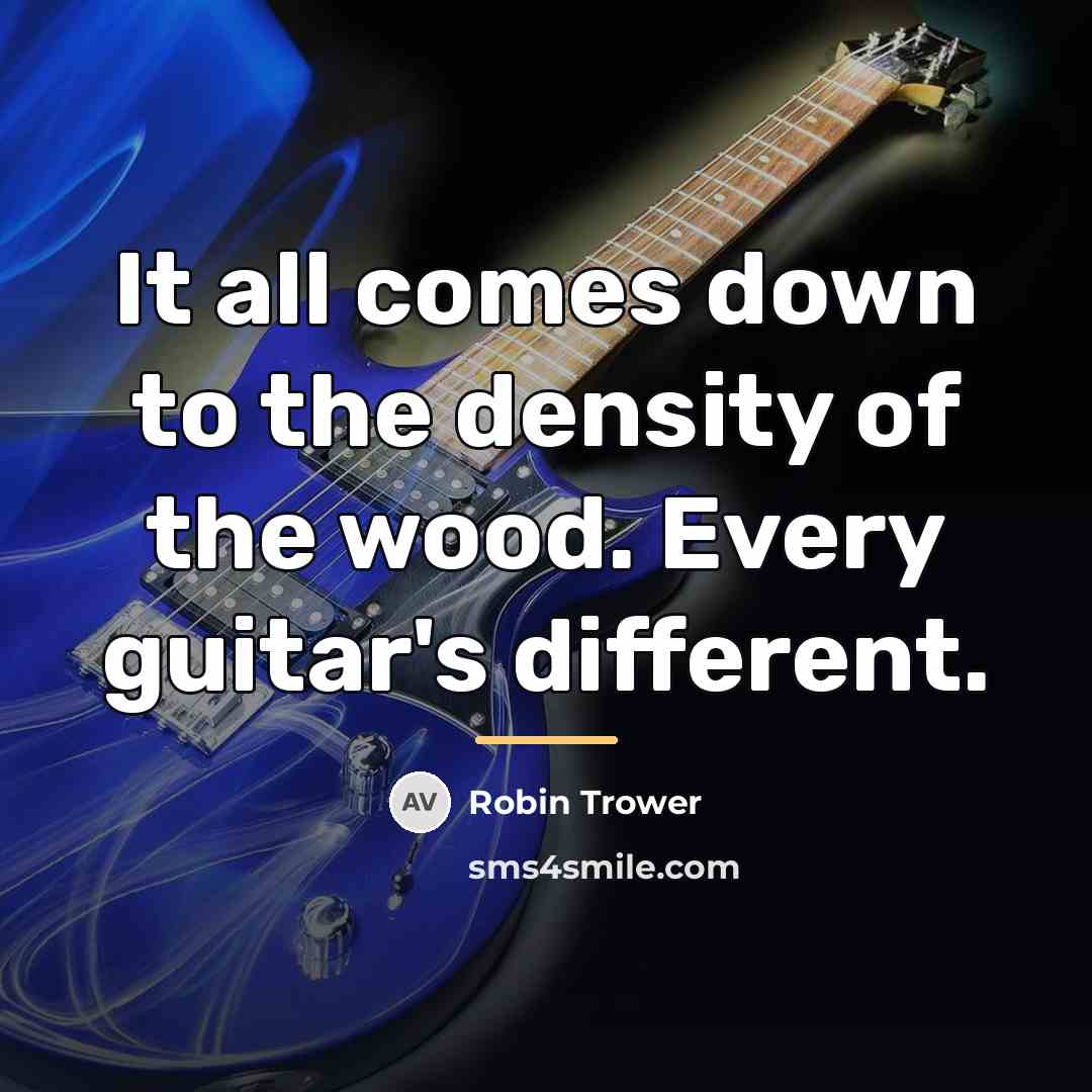“It all comes down to the density of the wood.…” quote by Robin Trower