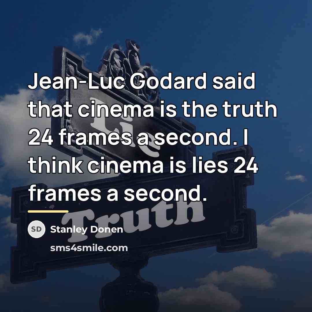 “Jean-Luc Godard said that cinema is the truth 24 frames…” quote by Stanley Donen