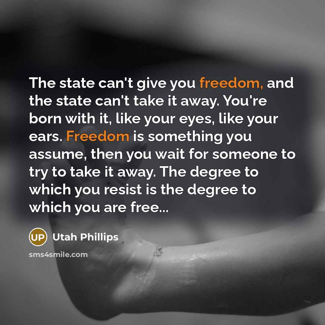 “The state can't give you freedom, and the state can't…” quote by Utah Phillips