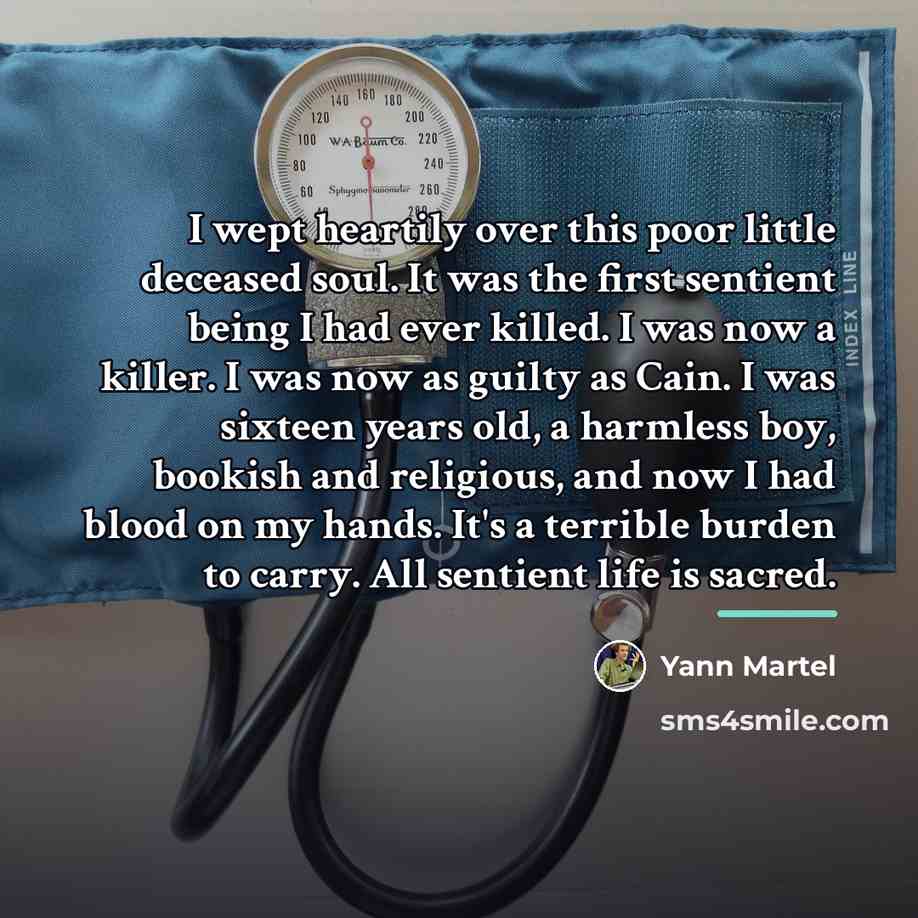 “I wept heartily over this poor little deceased soul. It…” quote by Yann Martel