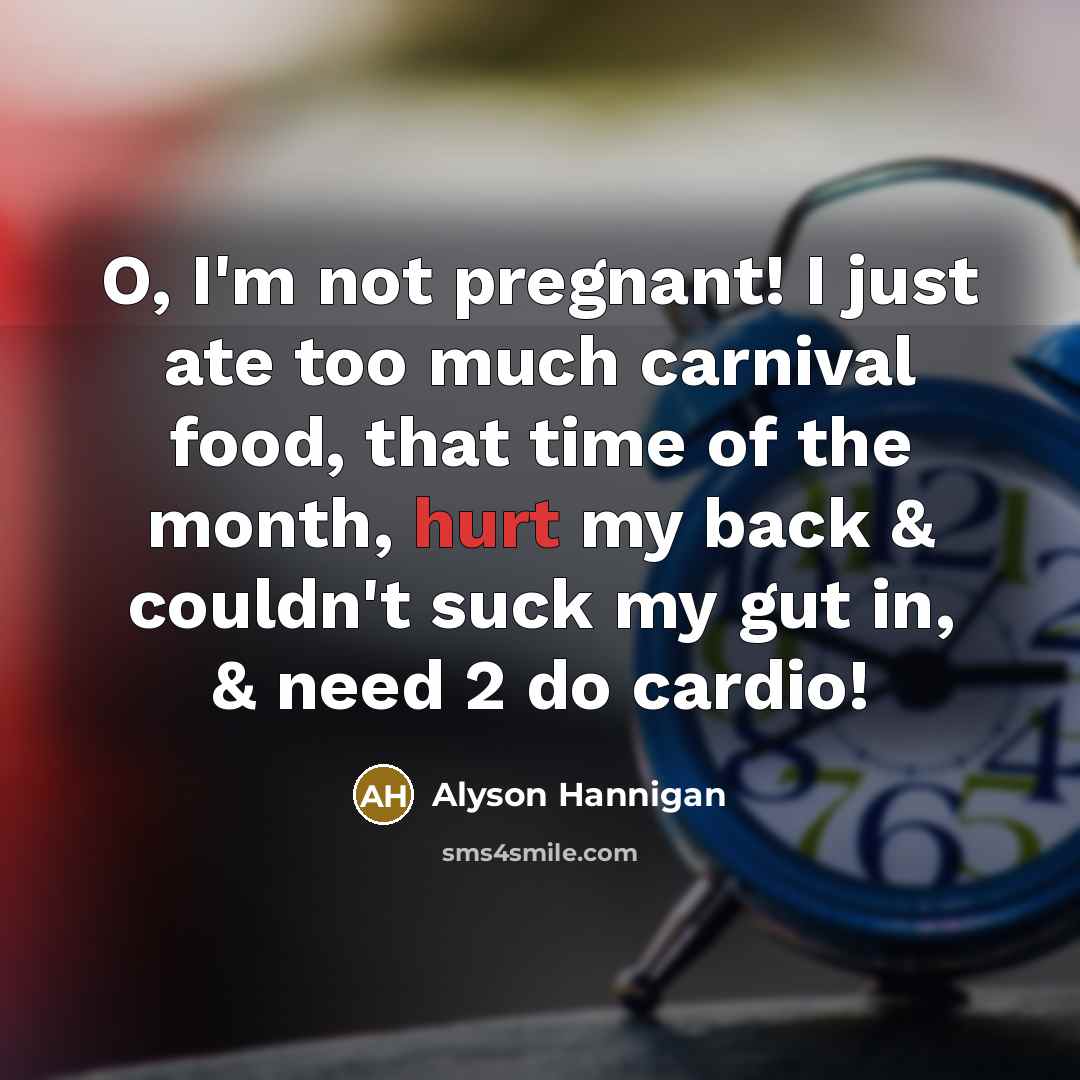 “O, I'm not pregnant! I just ate too much carnival…” quote by Alyson Hannigan