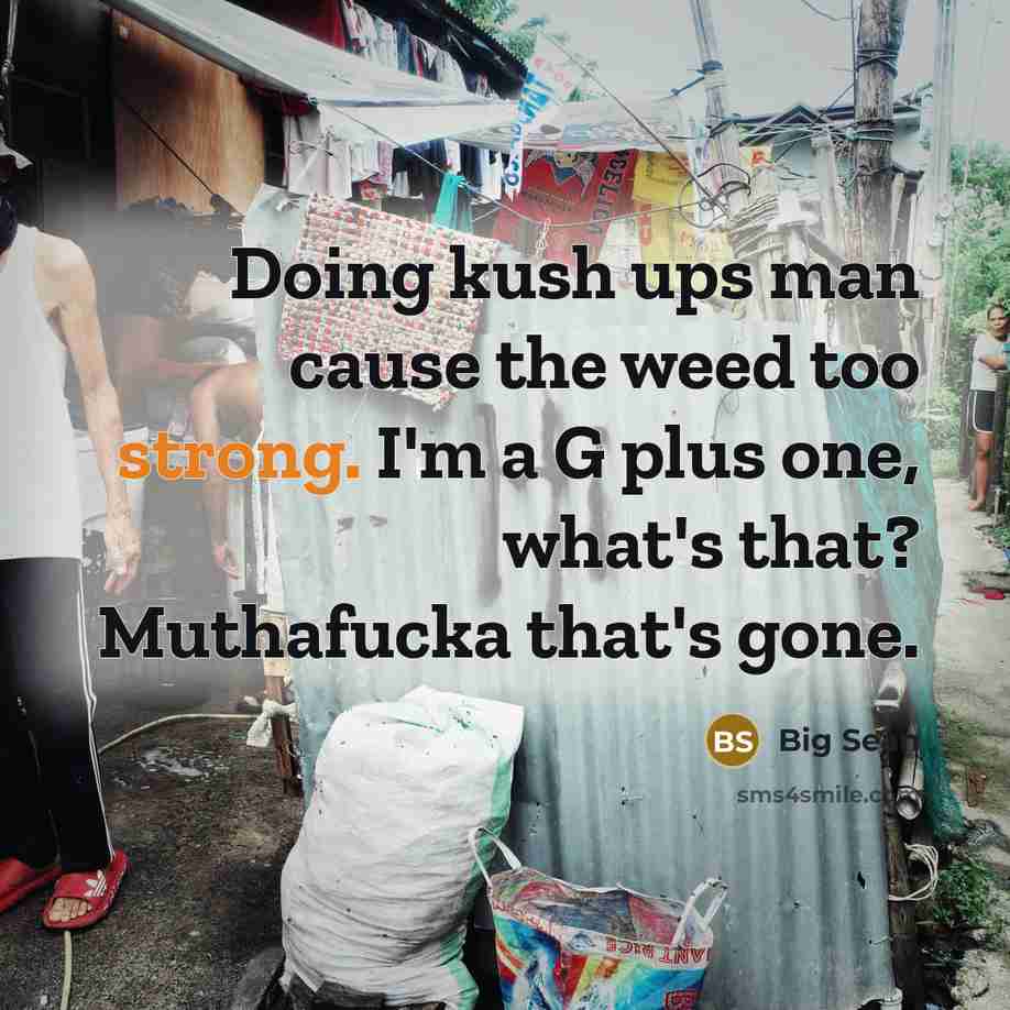 “Doing kush ups man cause the weed too strong. I'm…” quote by Big Sean