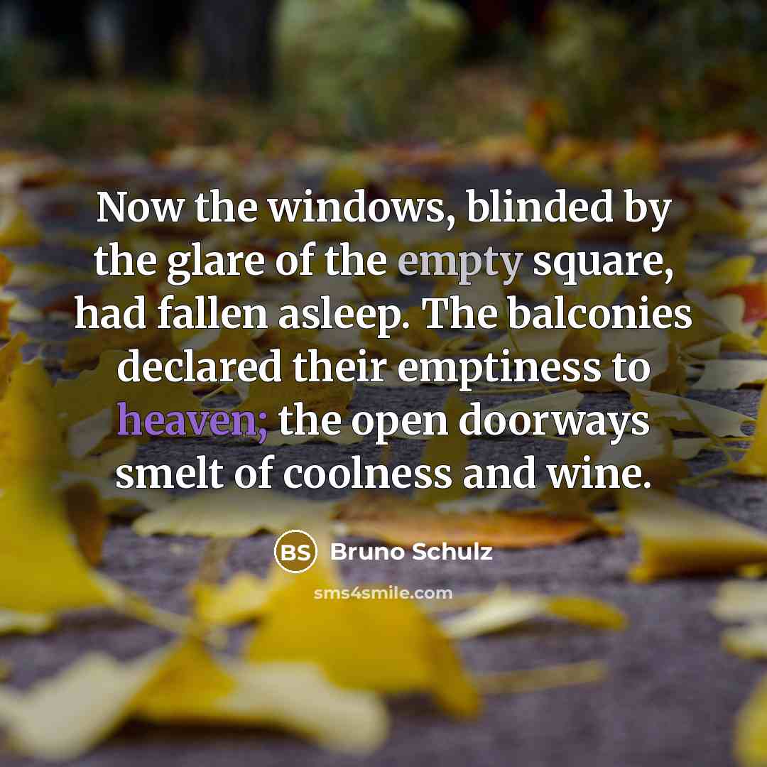 “Now the windows, blinded by the glare of the empty…” quote by Bruno Schulz