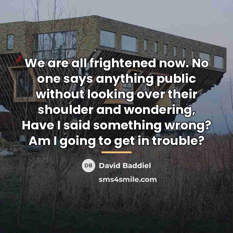 “We are all frightened now. No one says anything public…” quote by David Baddiel