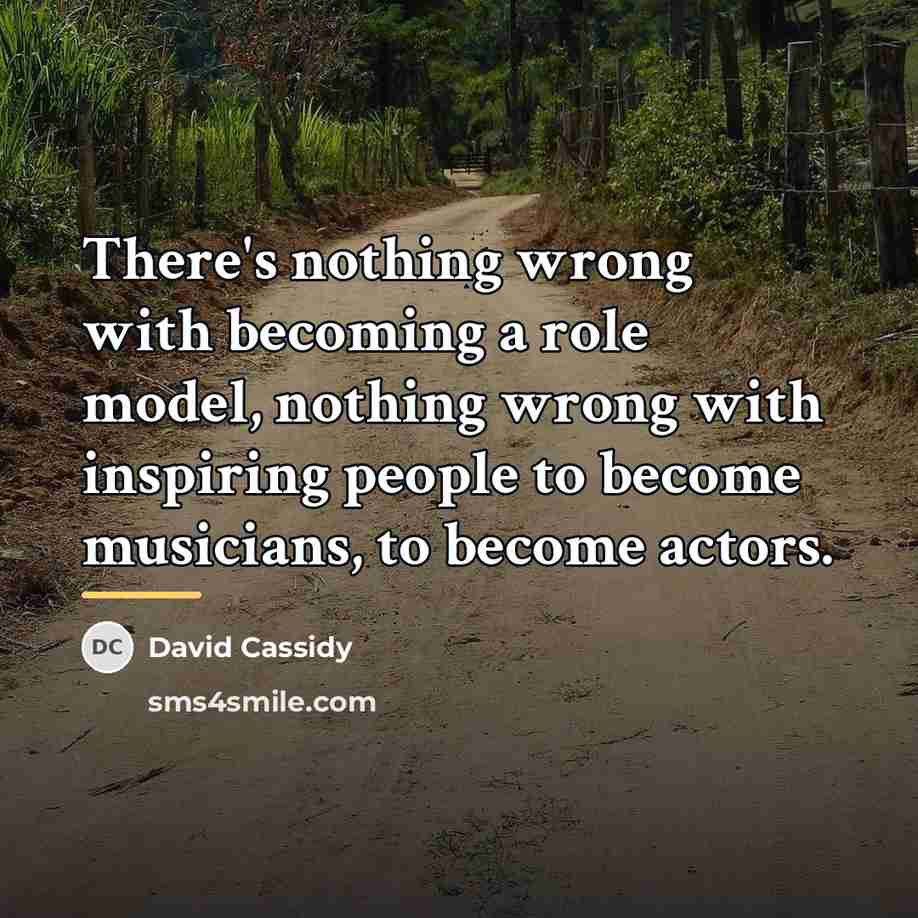 “There's nothing wrong with becoming a role model, nothing wrong…” quote by David Cassidy