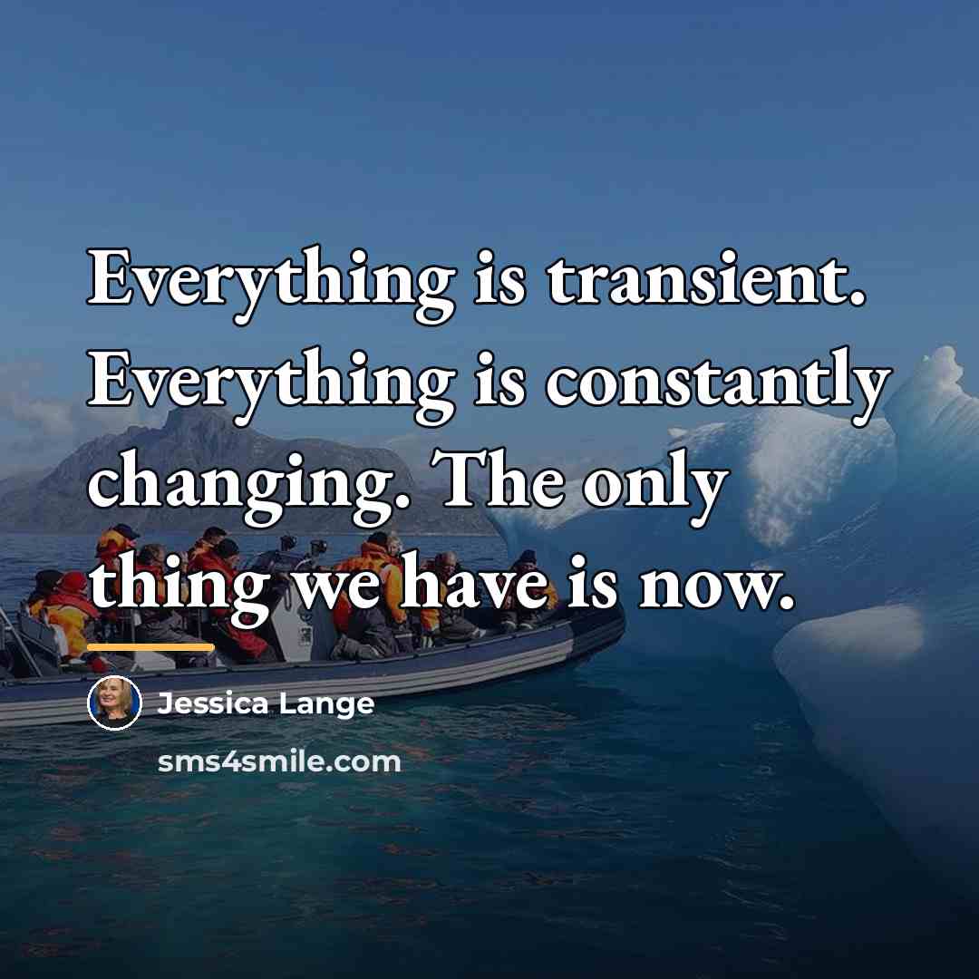 “Everything is transient. Everything is constantly changing. The only thing…” quote by Jessica Lange
