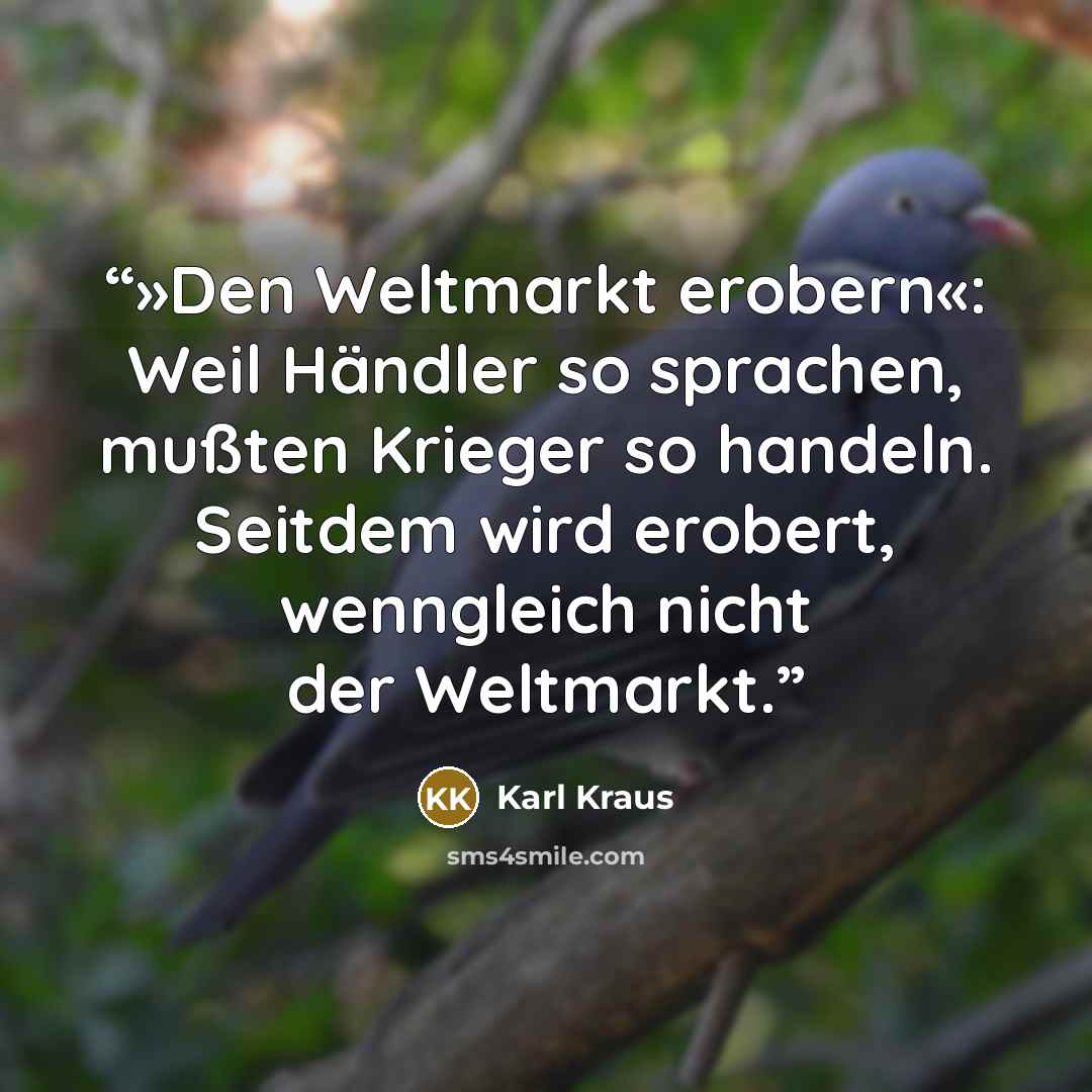 “»Den Weltmarkt erobern«: Weil Händler so sprachen, mußten Krieger so handeln. Seitdem wird erobert, wenngleich nicht der Weltmarkt.” quote by Karl Kraus
