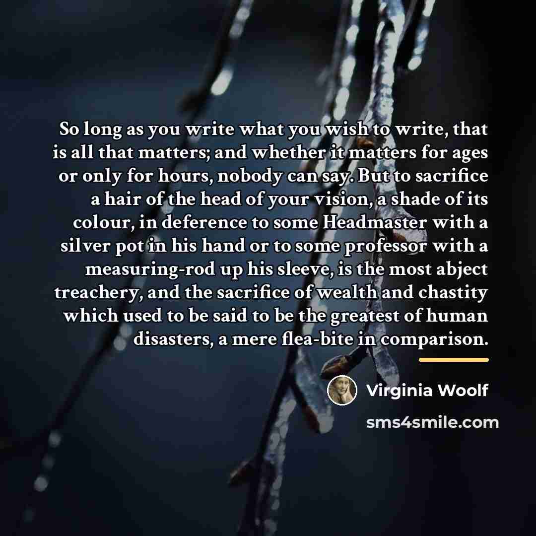 “So long as you write what you wish to write,…” quote by Virginia Woolf