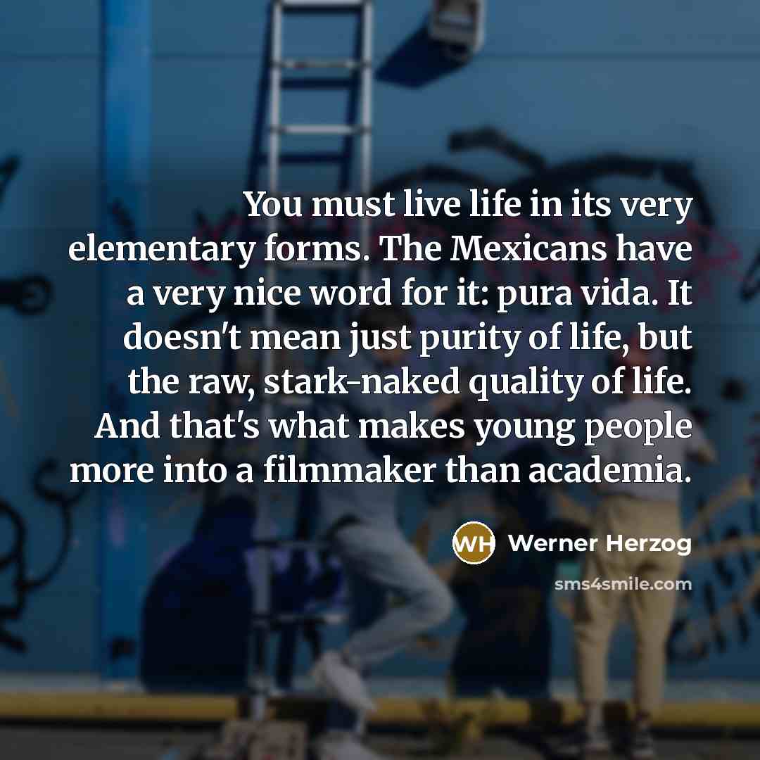 “You must live life in its very elementary forms. The…” quote by Werner Herzog