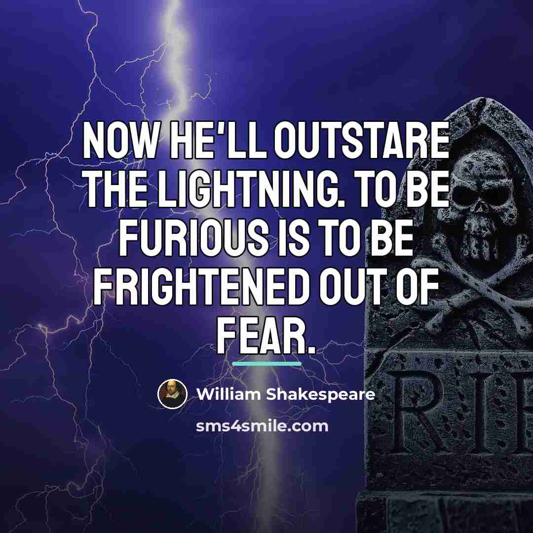 “Now he'll outstare the lightning. To be furious Is to…” quote by William Shakespeare