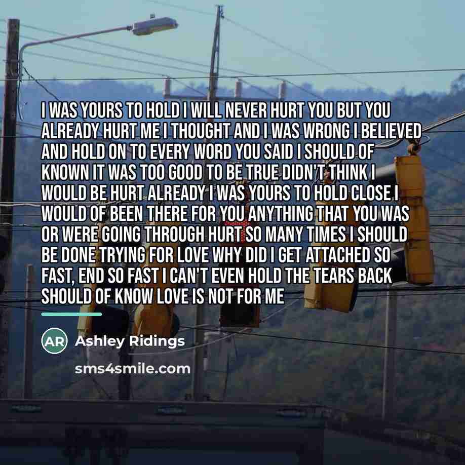 “I was yours to hold i will never hurt you…” quote by Ashley Ridings