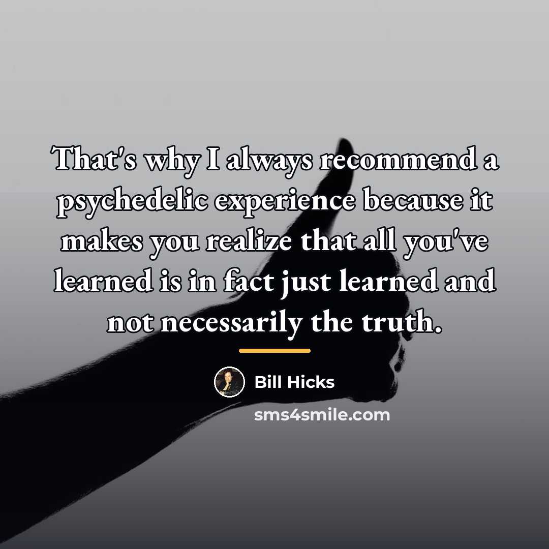 “That's why I always recommend a psychedelic experience because it…” quote by Bill Hicks
