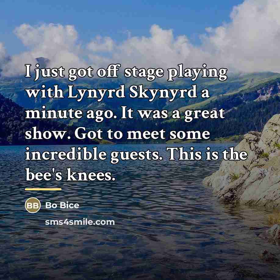 “I just got off stage playing with Lynyrd Skynyrd a…” quote by Bo Bice