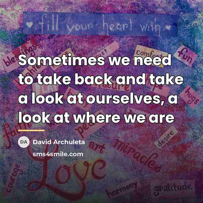 “Sometimes we need to take back and take a look…” quote by David Archuleta