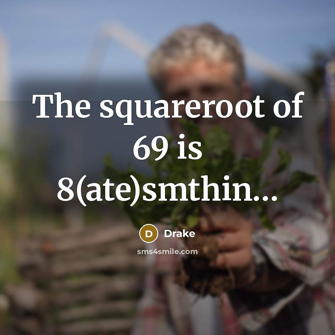 “The squareroot of 69 is 8(ate)smthin…” quote by Drake