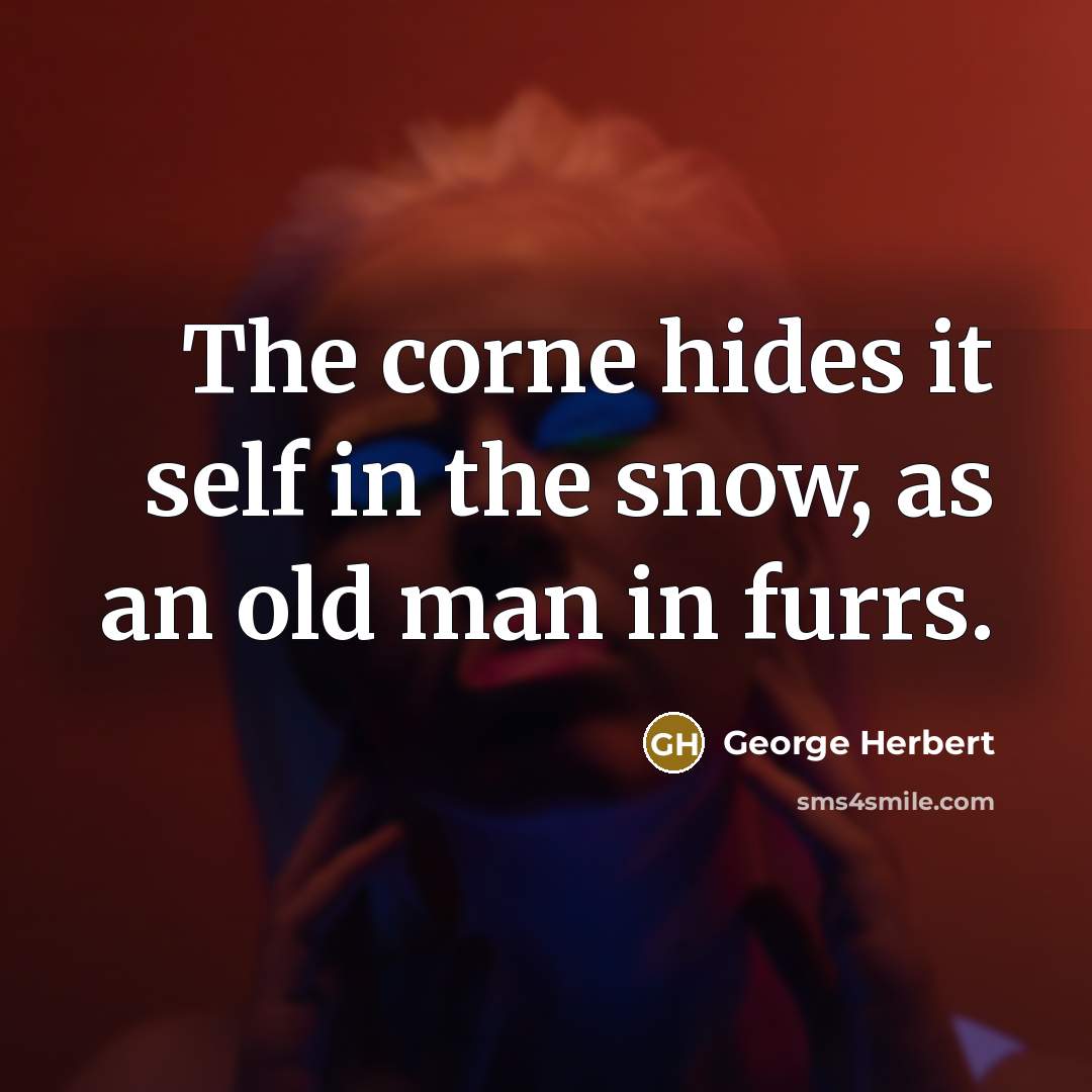 “The corne hides it self in the snow, as an old man in furrs.” quote by George Herbert