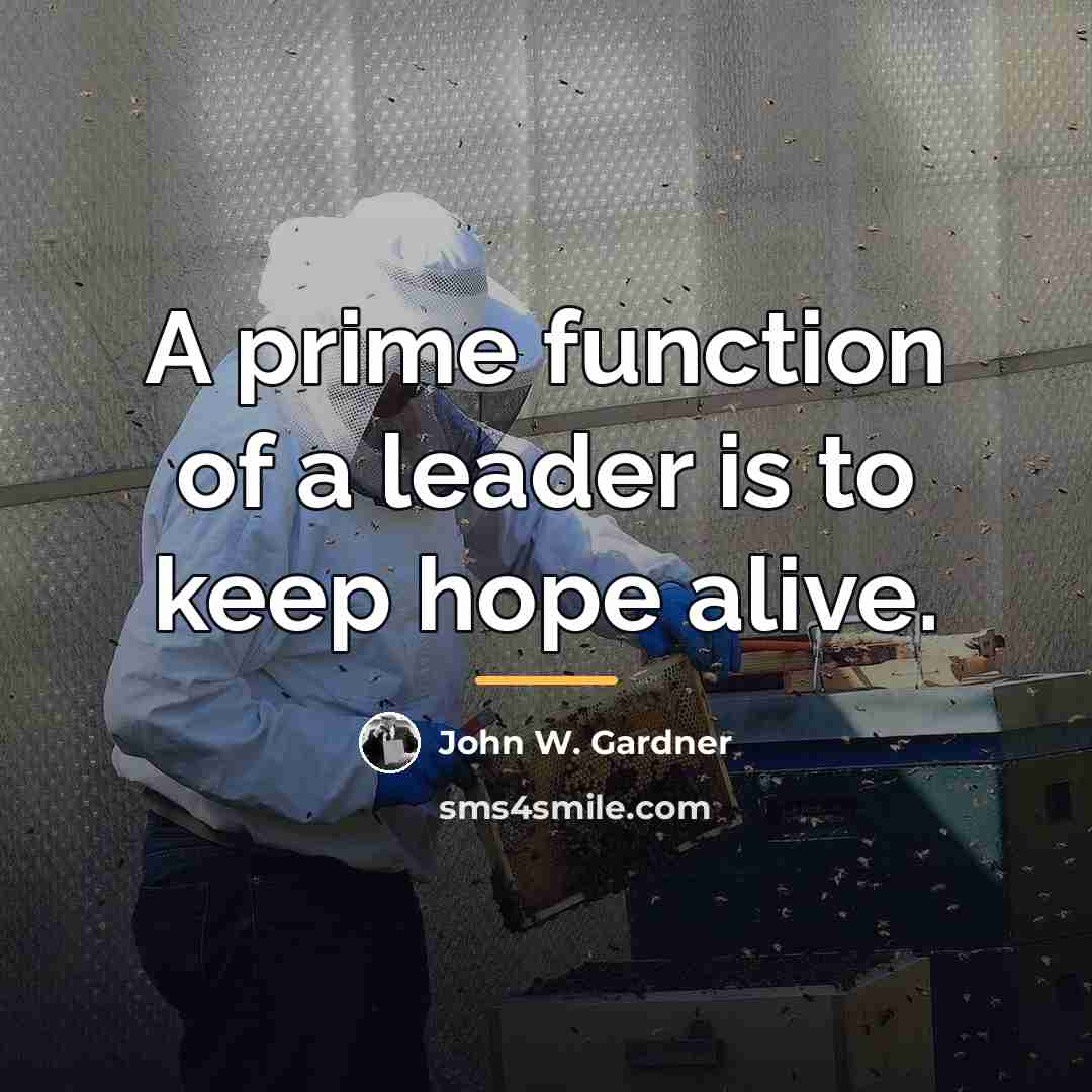 “A prime function of a leader is to keep hope…” quote by John W. Gardner